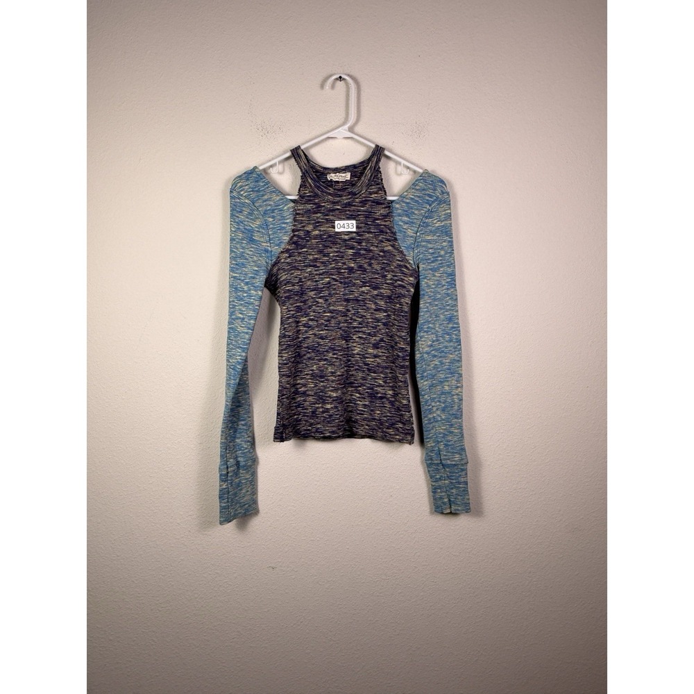 We The Free Out Of Control Tee Size L Cold Shoulder Space Dyed Long Sleeve Boho - Picture 5 of 5